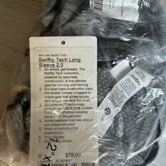 Lululemon Swiftly Tech Long-Sleeve Shirt 2.0 Heather Grey Size 6 & 0 NWT - Picture 9 of 9
